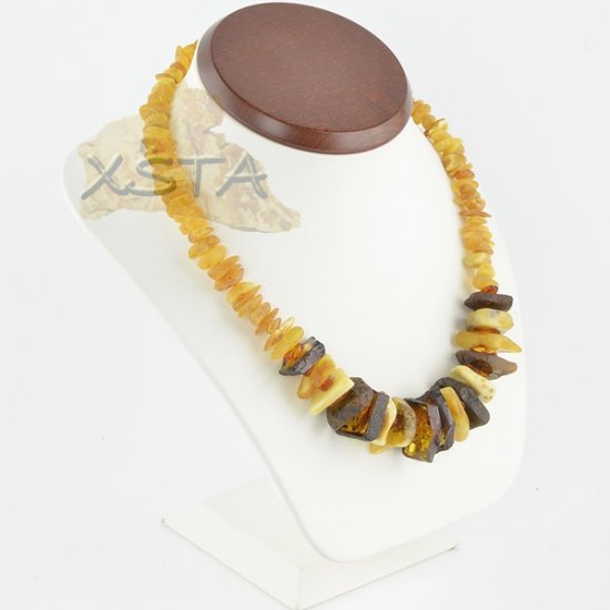 Amber natural necklace chips mix